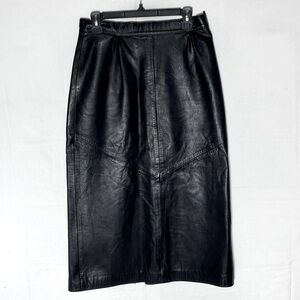 Vintage Boutique Of Leathers Black Leather Maxi Skirt M